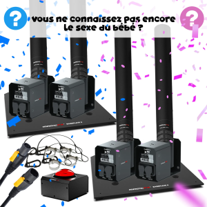 Pack GENDER REVEAL 4 Canons à confettis "rectangulaires" jet de 12m | Location SONO77 Marne-la-Vallée