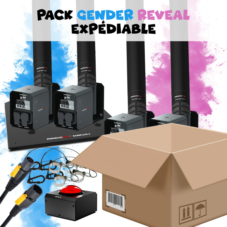 Pack GENDER REVEAL expédiable 4 Canons à poudre colorée jet de 8m | Location SONO77 Marne-la-Vallée