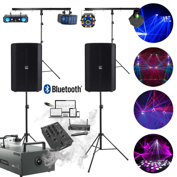 Pack sono + lumière 120 personnes 800W avec micro HF et table de mixage Bluetooth | Location SONO77 Marne-la-Vallée