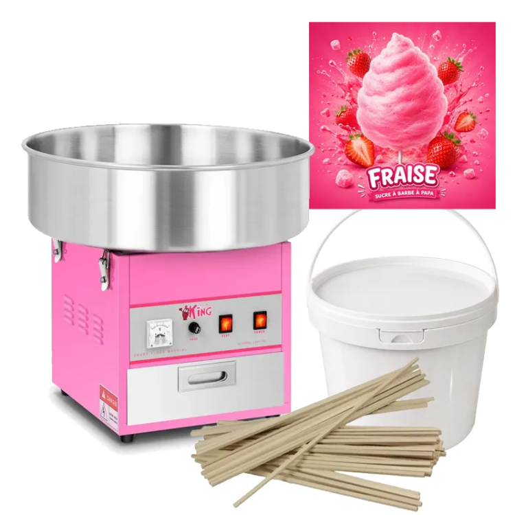 Kit Machine à barbe à papa avec 5kg de sucre fraise et 150 bâtons | Location SONO77 Marne-la-Vallée