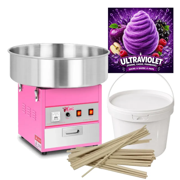 Kit Machine à barbe à papa avec 5kg de sucre ultraviolet et 150 bâtons | Location SONO77 Marne-la-Vallée