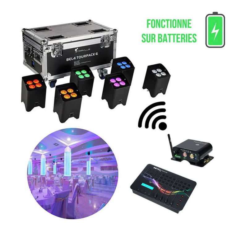 Pack 6 projecteurs à LED sur batteries | Location SONO77 Marne-la-Vallée
