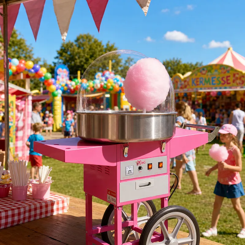 Machine a barbe a papa rose dans une kermesse d'école