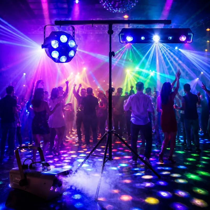 pack lumière en fonctionnement lors d'une soirée anniversaire