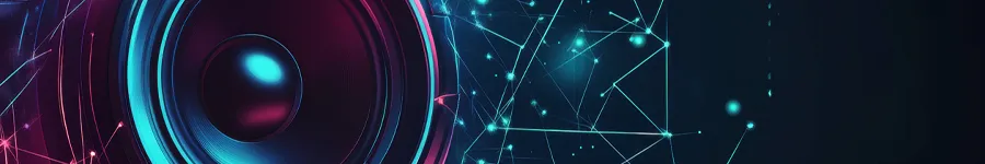 Haut parleur dans un décor futuriste