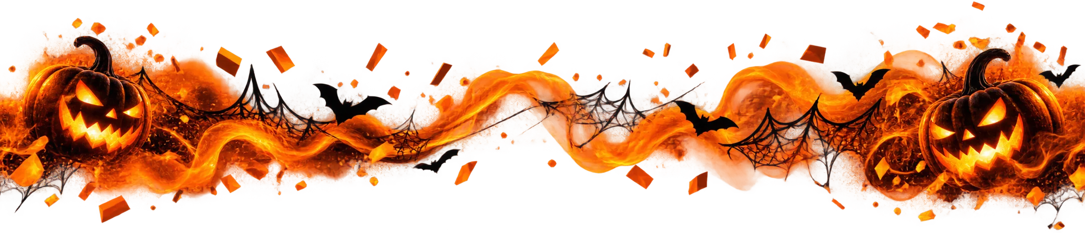 Séparateur avec des citrouilles et de la fumée orange